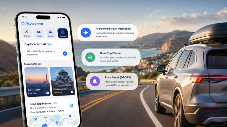 Skyscanner lanserer AI for reiseinspirasjon og bilturer